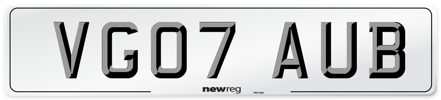 VG07 AUB Number Plate from New Reg